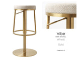 Vibe Gold Stool W/Wheat Fabric Seat - detail